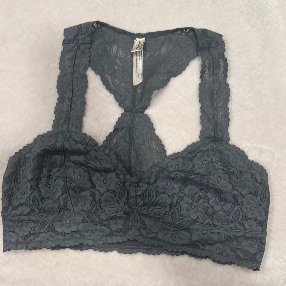 FP Lace Bralette in Charcoal Gray